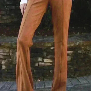 Spanx Vegan Suede Flare Pants 2X-High Rise, Slimming, Caramel, Soft Career Wear